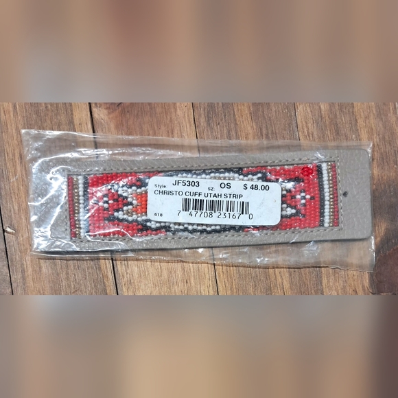 Brighton Leather Beaded Cuff Strip NWT - Picture 4 of 4